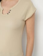 elsa.m by may Tricou bej cu croială ajustată cu decupaj și nasturi la decolteu Ballirea