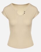 elsa.m by may Tricou bej cu croială ajustată cu decupaj și nasturi la decolteu Ballirea
