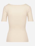elsa.m by may Tricou Bej Striat din Bumbac Decorat cu Nasturi Tasavia