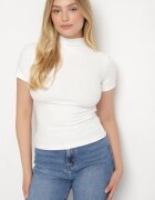 elsa.m by may Tricou mulat alb din Viscoză cu Guler înalt Isovera