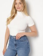 elsa.m by may Tricou mulat alb din Viscoză cu Guler înalt Isovera