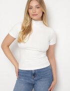elsa.m by may Tricou mulat alb din Viscoză cu Guler înalt Isovera