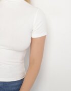 elsa.m by may Tricou mulat alb din Viscoză cu Guler înalt Isovera
