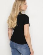 elsa.m by may Tricou Negru Cambrat din Viscoză cu Guler înalt Isovera