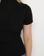 elsa.m by may Tricou Negru Cambrat din Viscoză cu Guler înalt Isovera