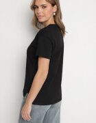 elsa.m by may Tricou negru cu spate asimetric și broderie decorativă Ninissara