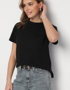 elsa.m by may Tricou negru cu spate asimetric și broderie decorativă Ninissara