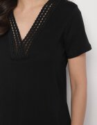 elsa.m by may Tricou Negru din Bumbac cu Viscoză și Decorație Perforată Alivira