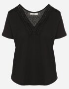 elsa.m by may Tricou Negru din Bumbac cu Viscoză și Decorație Perforată Alivira