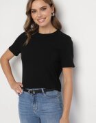 elsa.m by may Tricou negru din viscoză în stil clasic Arivoria