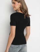 elsa.m by may Tricou Negru Reiat din Bumbac decorat cu nasturi Tasavia