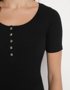 elsa.m by may Tricou Negru Reiat din Bumbac decorat cu nasturi Tasavia