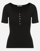 elsa.m by may Tricou Negru Reiat din Bumbac decorat cu nasturi Tasavia