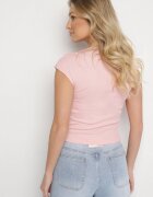 elsa.m by may Tricou Roz Cambrat din Viscoză Reiat cu Decolteu Pătrat Alannia