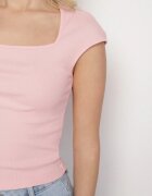 elsa.m by may Tricou Roz Cambrat din Viscoză Reiat cu Decolteu Pătrat Alannia
