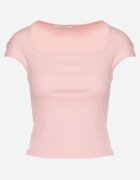 elsa.m by may Tricou Roz Cambrat din Viscoză Reiat cu Decolteu Pătrat Alannia