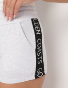 emt Pantaloni scurți de bumbac tip trening gri deschis cu imprimeu decorativ Liricea