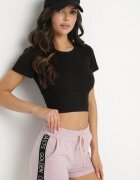 emt Pantaloni scurți de trening Mov deschis Din bumbac cu inscripție decorativă Liricea