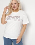 emt T-shirt Alb din bumbac cu inscripție cu zirconiu Hirtebia