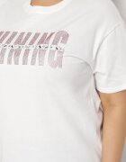 emt T-shirt Alb din bumbac cu inscripție cu zirconiu Hirtebia