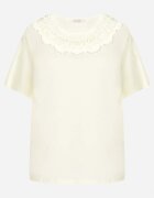 emt T-shirt Galben Oversize cu Dantelă decorativă și Perle Elanoriel