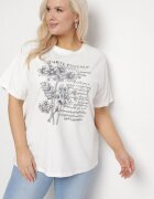 emt Tricou Alb din Bumbac cu Imprimeu Metalic Olianea