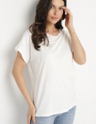 emt Tricou Alb din bumbac model liliac cu Perle și Dantelă Eleziria