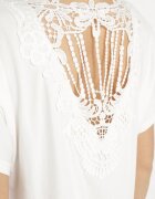 emt Tricou Alb din bumbac model liliac cu Perle și Dantelă Eleziria