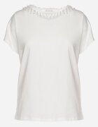 emt Tricou Alb din bumbac model liliac cu Perle și Dantelă Eleziria
