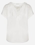 emt Tricou Alb din bumbac model liliac cu Perle și Dantelă Eleziria