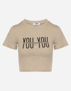 emt Tricou Bej închis de bumbac cu Imprimeu și Lanț Olimelia
