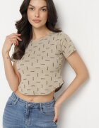 emt Tricou Bej închis De bumbac cu Sclipici Olinithra