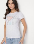 emt Tricou De bumbac Gri deschis cu Inimă și Text Olirwenna