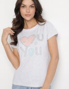 emt Tricou De bumbac Gri deschis cu Inimă și Text Olirwenna