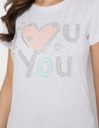 emt Tricou De bumbac Gri deschis cu Inimă și Text Olirwenna