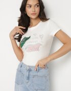 emt Tricou din bumbac Alb cu Imprimeu cu Zirconii Karissen