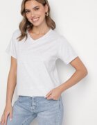 emt Tricou din bumbac Gri deschis cu decolteu triunghiular Nelirna