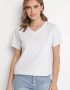 emt Tricou din bumbac Gri deschis cu decolteu triunghiular Nelirna