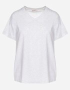 emt Tricou din bumbac Gri deschis cu decolteu triunghiular Nelirna