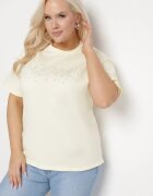 emt Tricou Galben de Bumbac cu Text Decorativ și Zirconii Olisandra