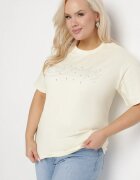 emt Tricou Galben de Bumbac cu Text Decorativ și Zirconii Olisandra
