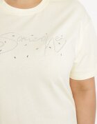 emt Tricou Galben de Bumbac cu Text Decorativ și Zirconii Olisandra