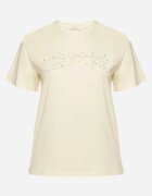emt Tricou Galben de Bumbac cu Text Decorativ și Zirconii Olisandra