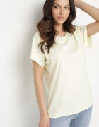 emt Tricou Galben din Bumbac Liliac cu Perle și Dantelă Eleziria