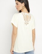 emt Tricou Galben din Bumbac Liliac cu Perle și Dantelă Eleziria