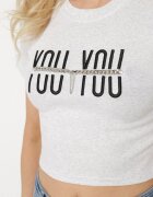 emt Tricou Gri deschis de bumbac cu imprimeu și lanț Olimelia