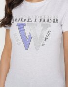 emt Tricou Gri deschis din bumbac Decorat cu inscripție și cristale Raltebis