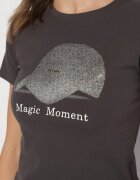emt Tricou Gri închis din bumbac cu imprimeu de șapcă și cu zirconii