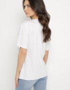 emt Tricou Gri Oversize cu Dantelă Decorativă și Perle Elanoriel