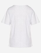 emt Tricou Gri Oversize cu Dantelă Decorativă și Perle Elanoriel
